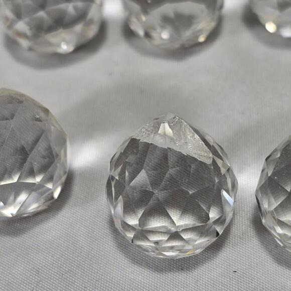Lot Of 15 Vintage 1" Crystal Drop Balls Glass Round Faceted Chandelier Prism - Picture 8 of 8